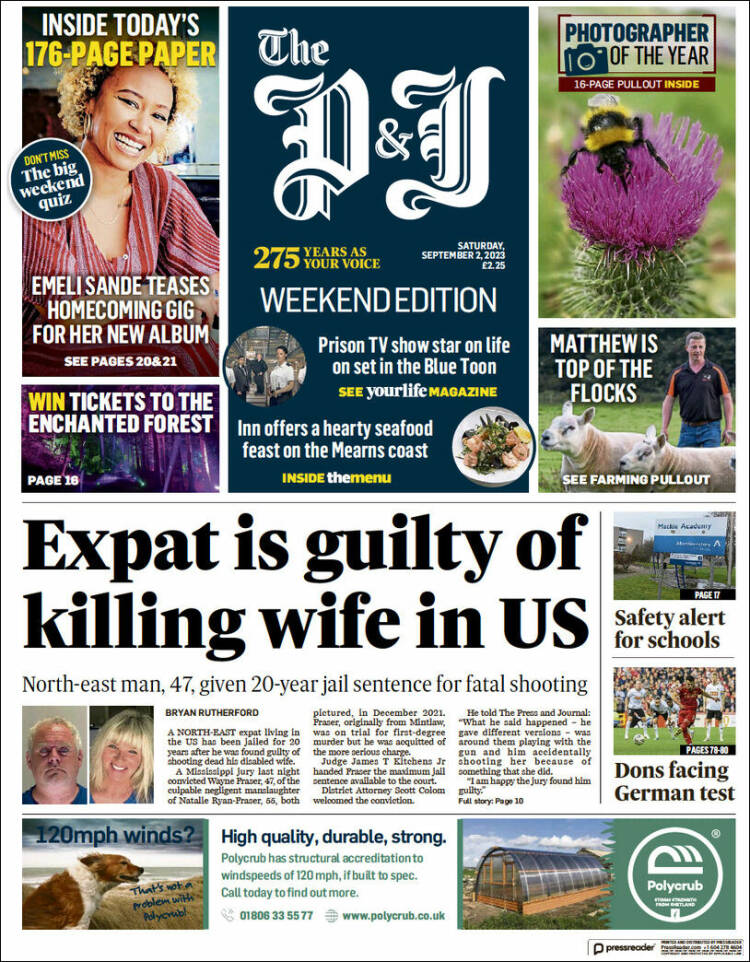 Portada de The Press and Journal (Reino Unido)