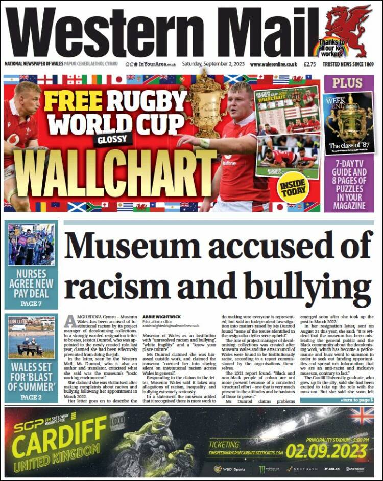 Portada de Western Mail (Reino Unido)