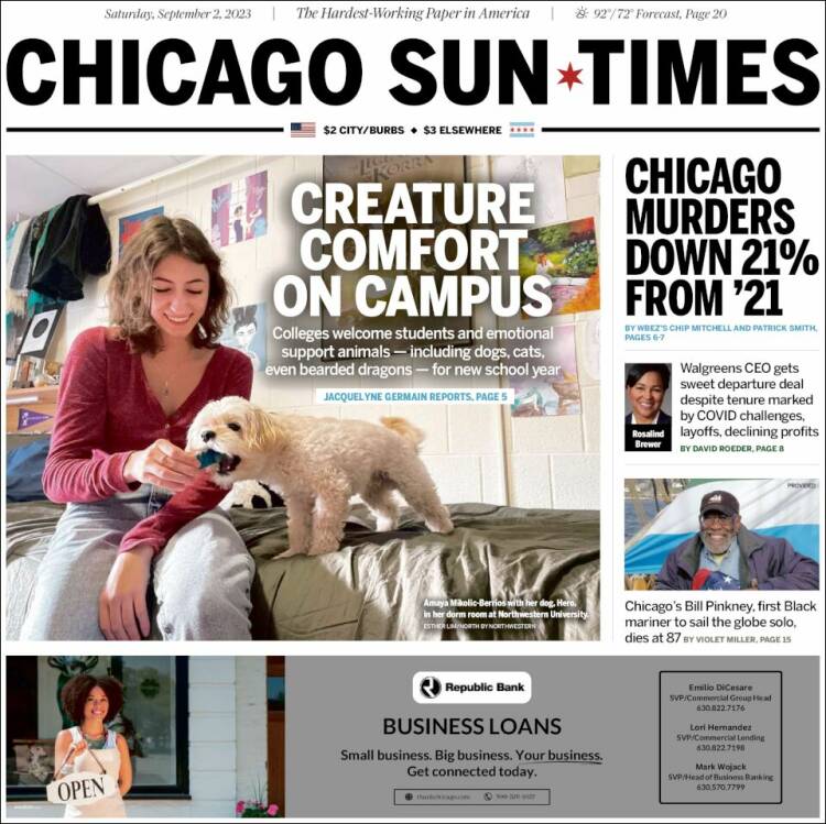 Portada de Chicago Sun-Times (USA)