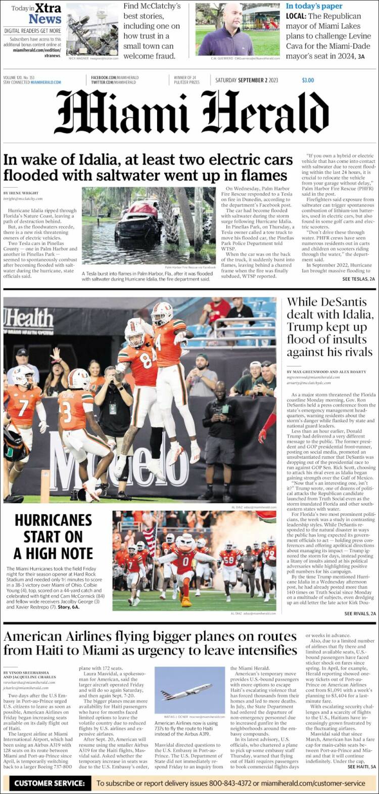 Portada de Miami Herald (USA)