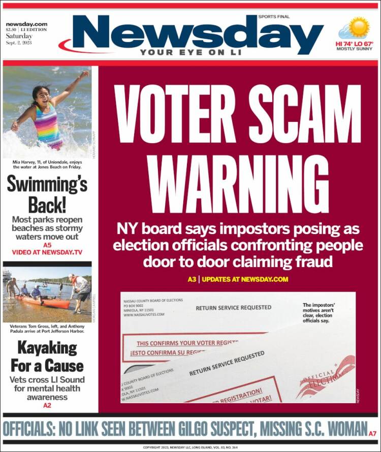 Portada de Newsday (USA)