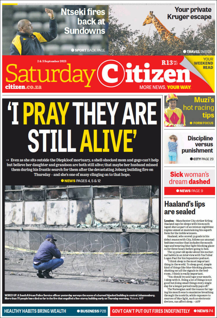 Portada de The Citizen (Sud&aacute;frica)
