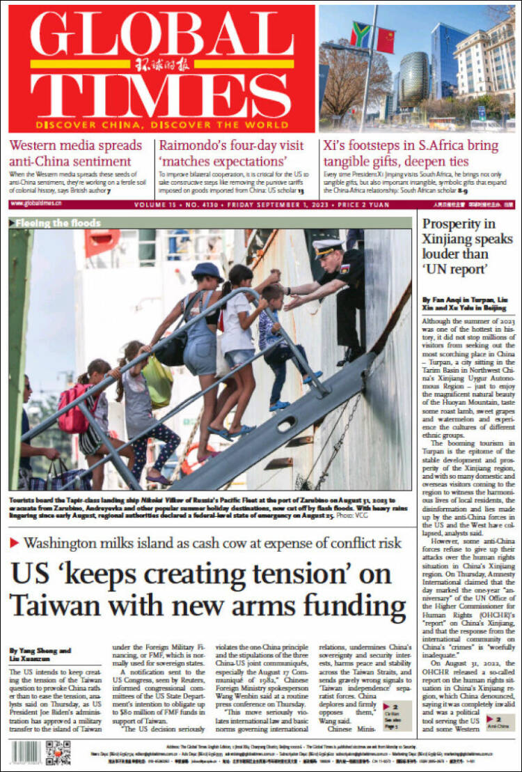 Portada de The Global Times (China)