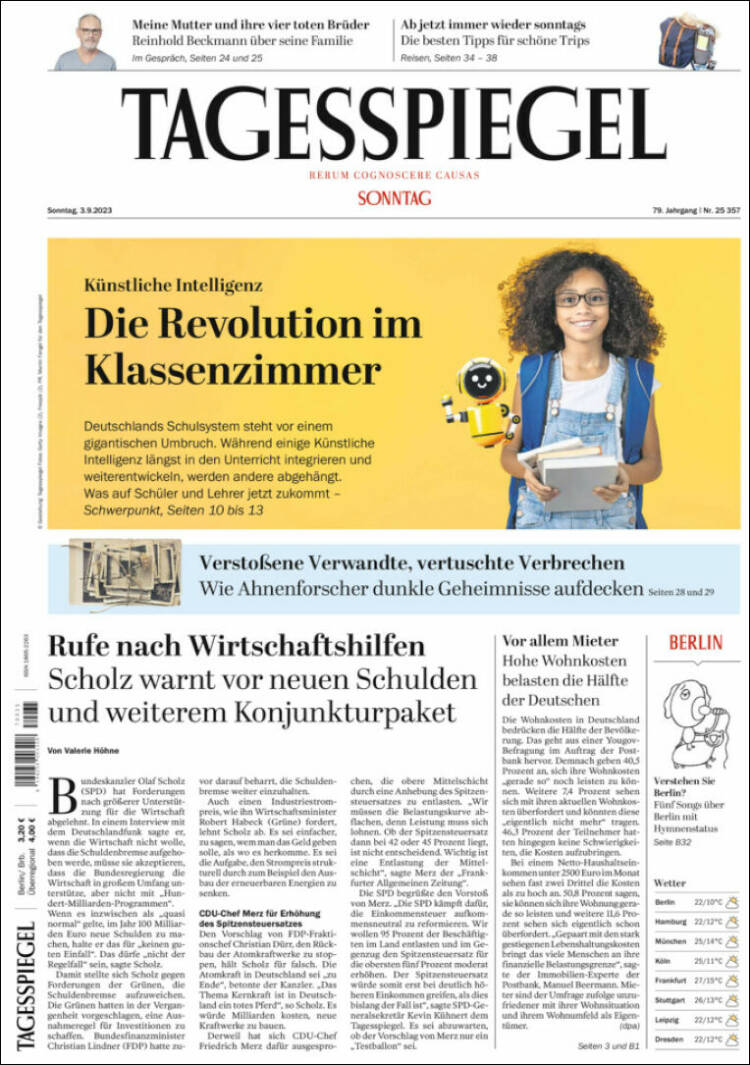 Portada de Der Tagesspiegel (Alemania)