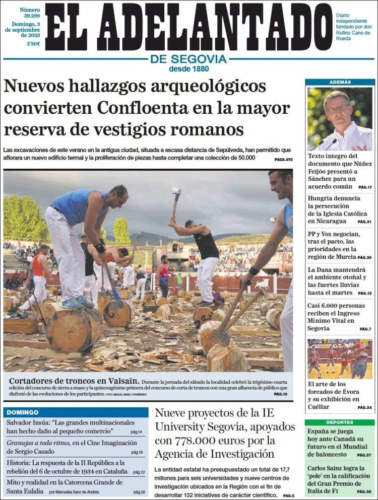 Portada de El Adelantado de Segovia (España)