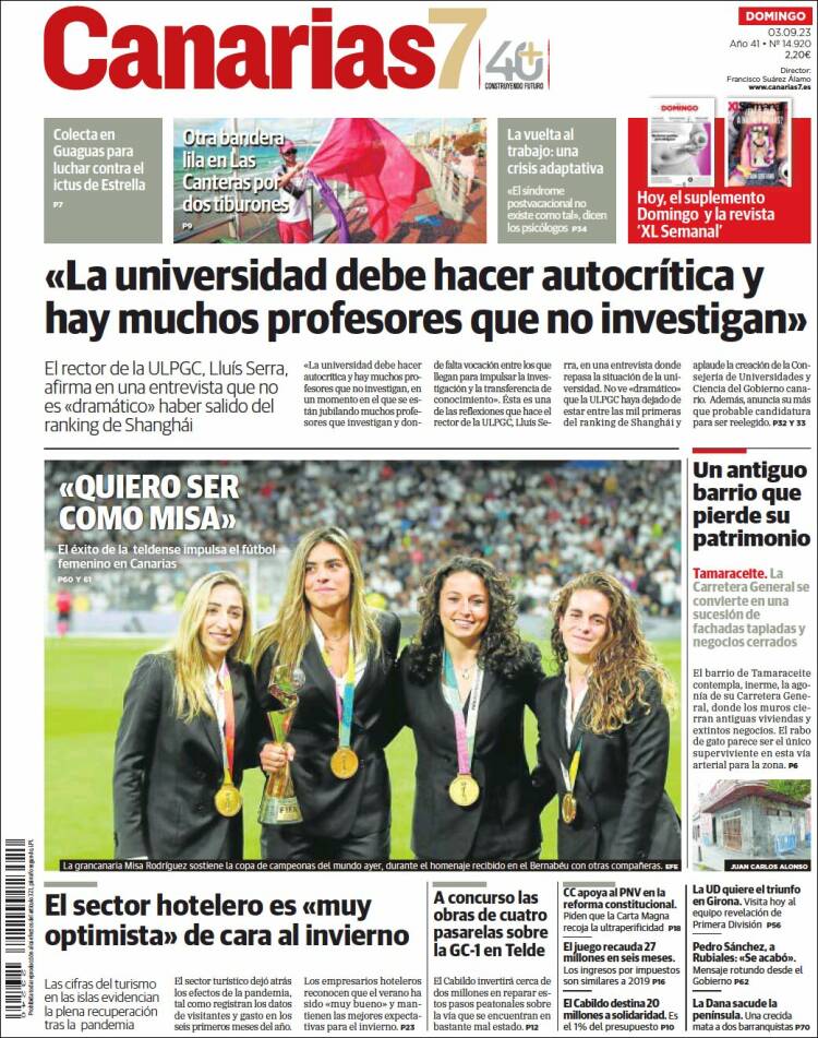 Portada de Canarias 7 (España)