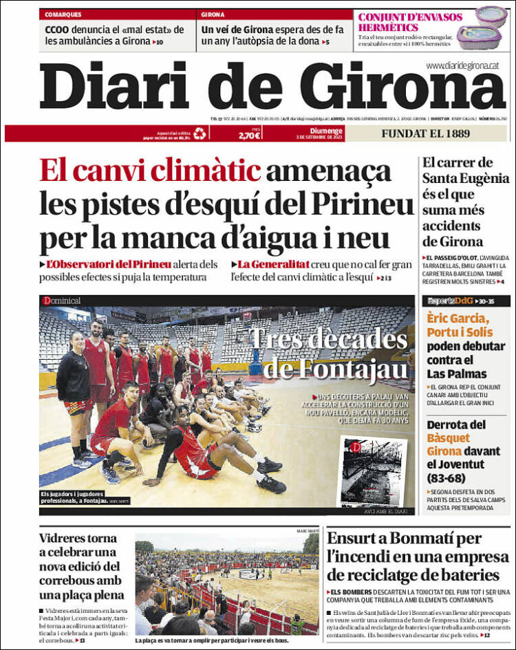 Portada de Diari de Girona (España)