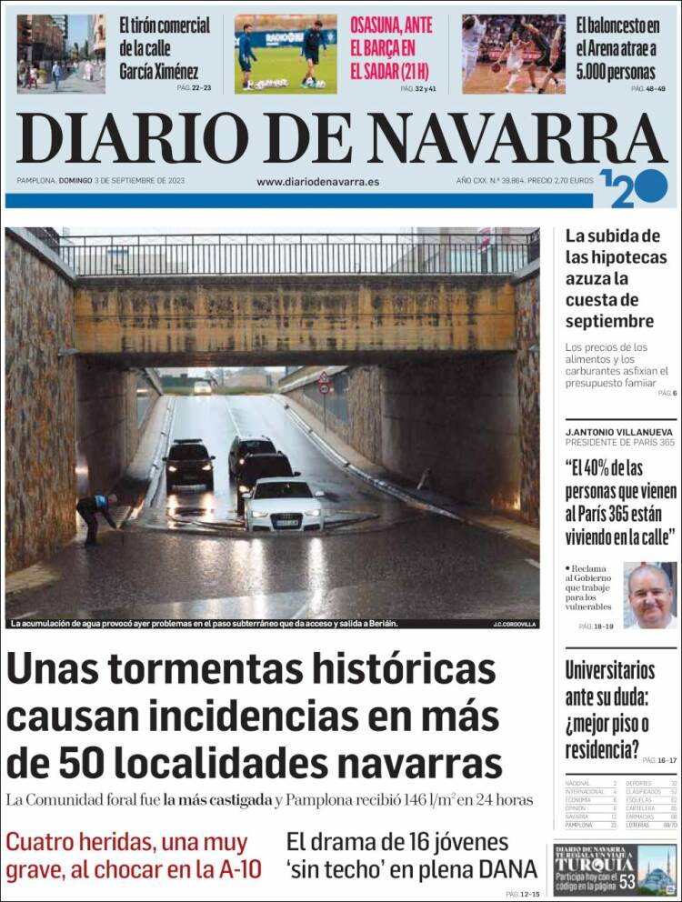 Portada de Diario de Navarra (España)