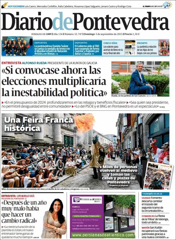 Portada de Diario de Pontevedra (España)