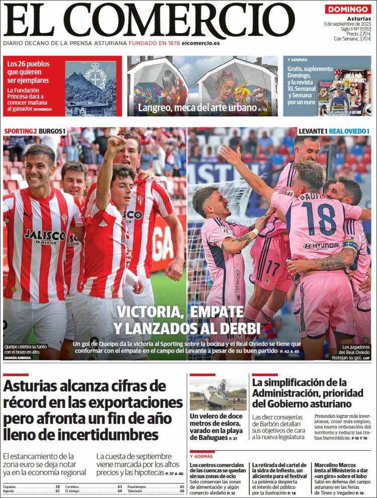 Portada de El Comercio (España)