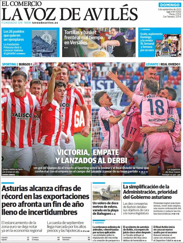 Portada de El Comercio - Avilés (España)