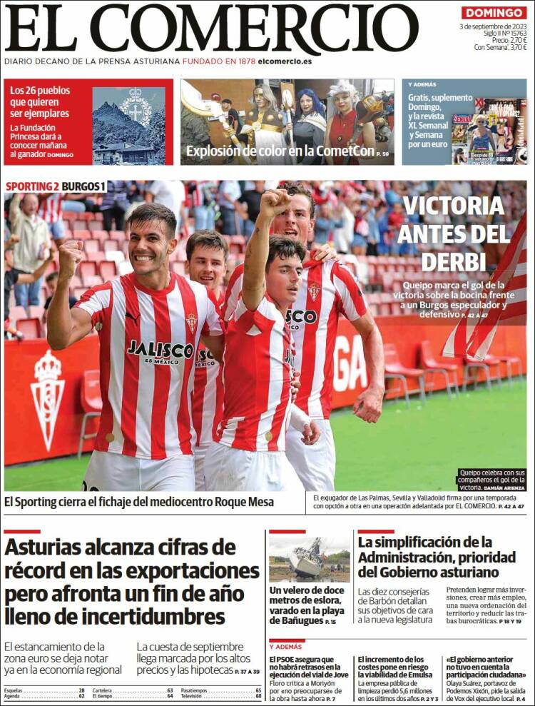 Portada de El Comercio - Gijón (España)