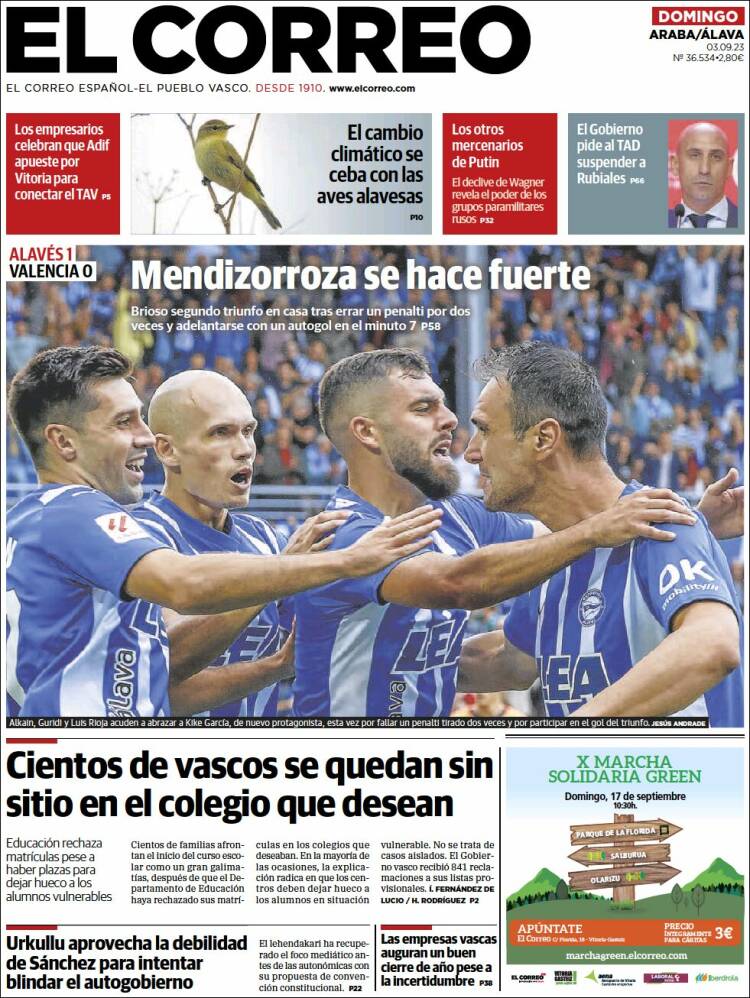 Portada de El Correo - Álava (España)