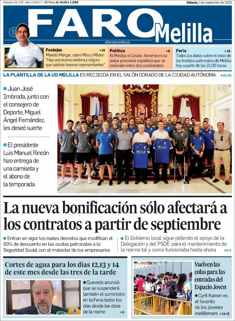 Portada de El Faro de Melilla (España)