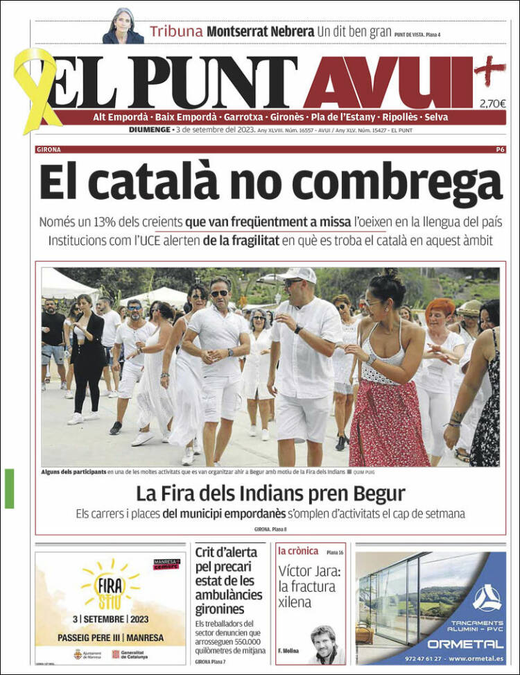Portada de El Punt Avui - Girona (España)