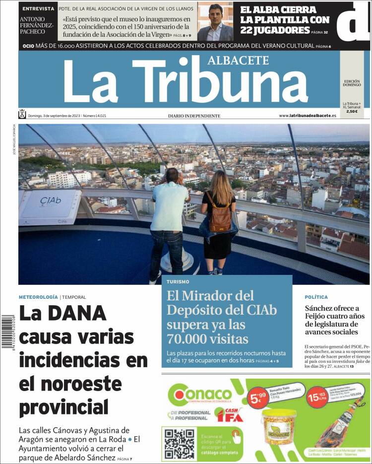 Portada de La Tribuna de Albacete (España)