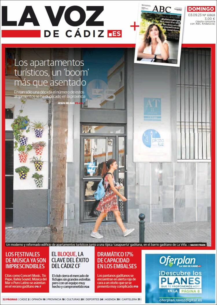 Portada de La Voz de Cádiz (España)