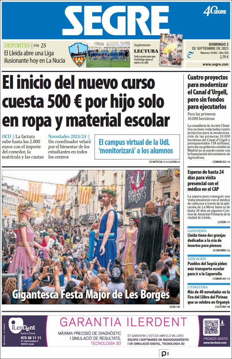Portada de Segre  (España)