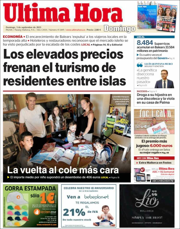 Portada de Última Hora (España)