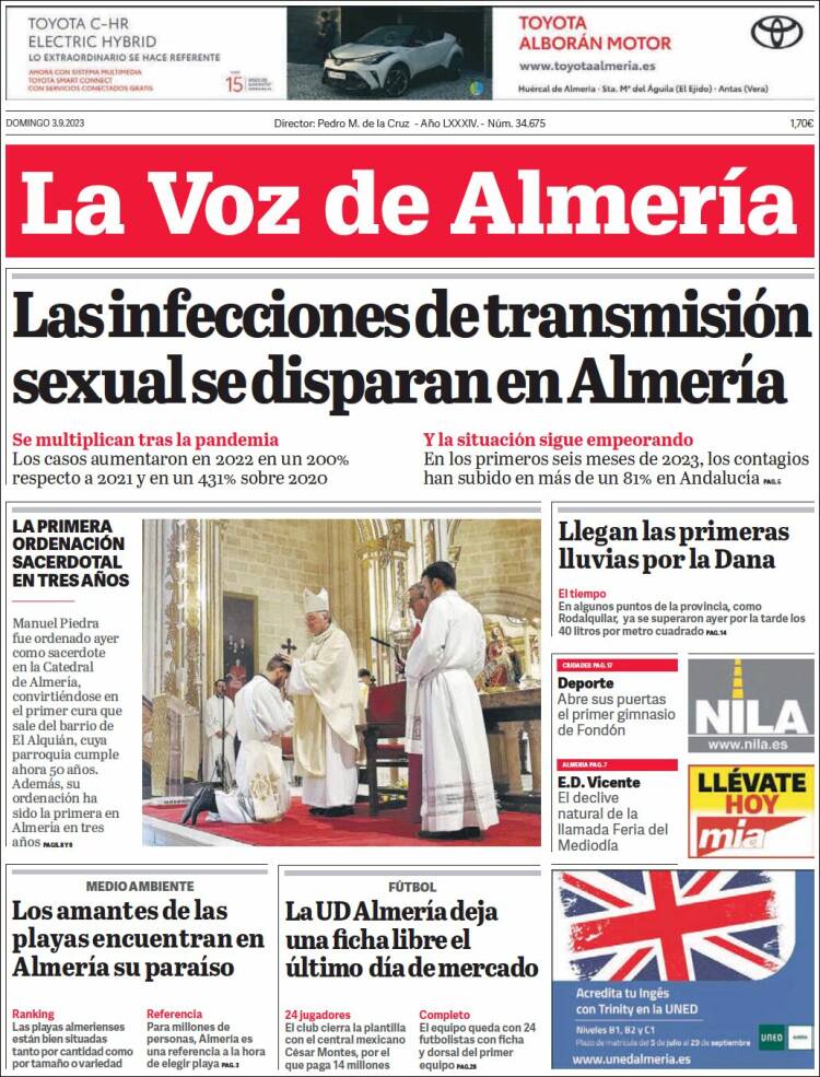 Portada de La Voz de Almería (España)
