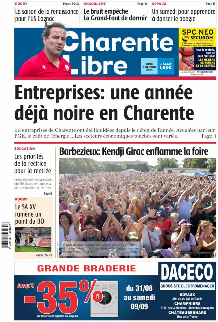 Portada de Charente Libre (Francia)