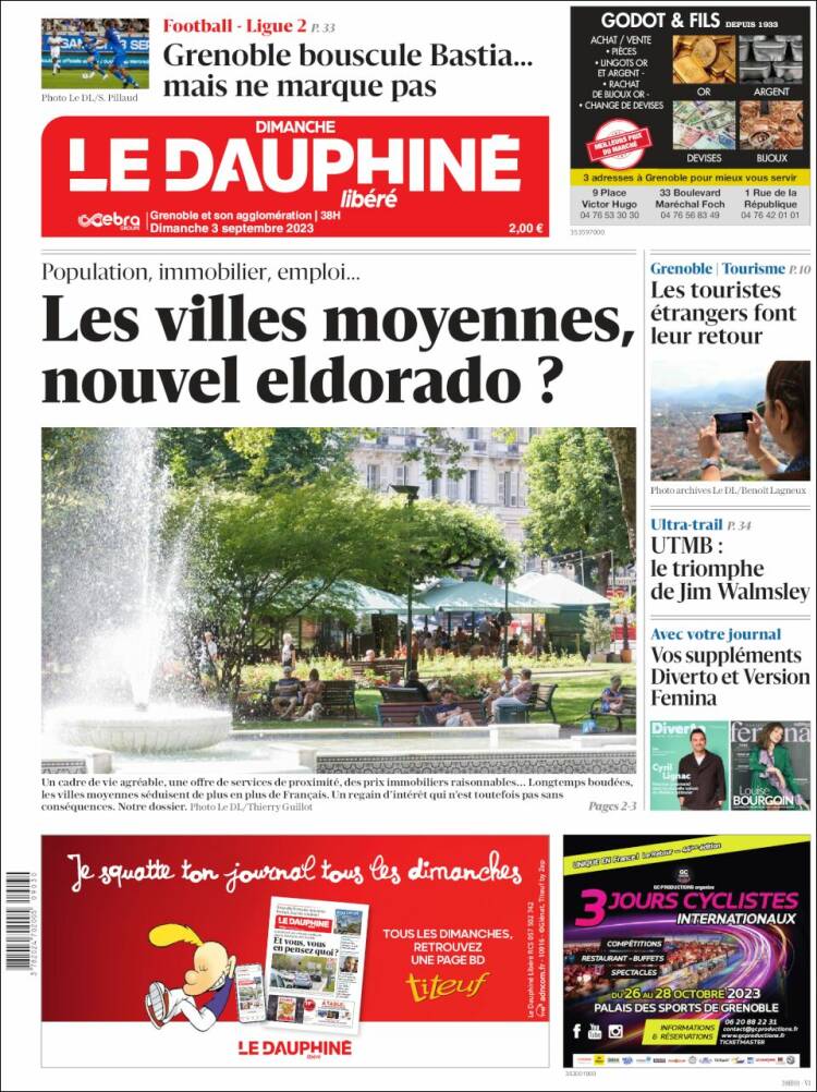 Portada de Le Dauphiné Libéré (Francia)