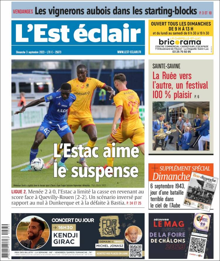 Portada de L'Est Eclair (Francia)