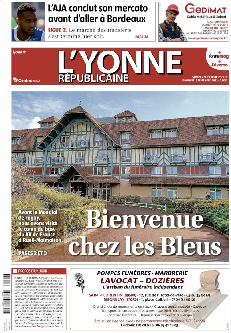 Portada de L'Yonne-Républicaine (Francia)