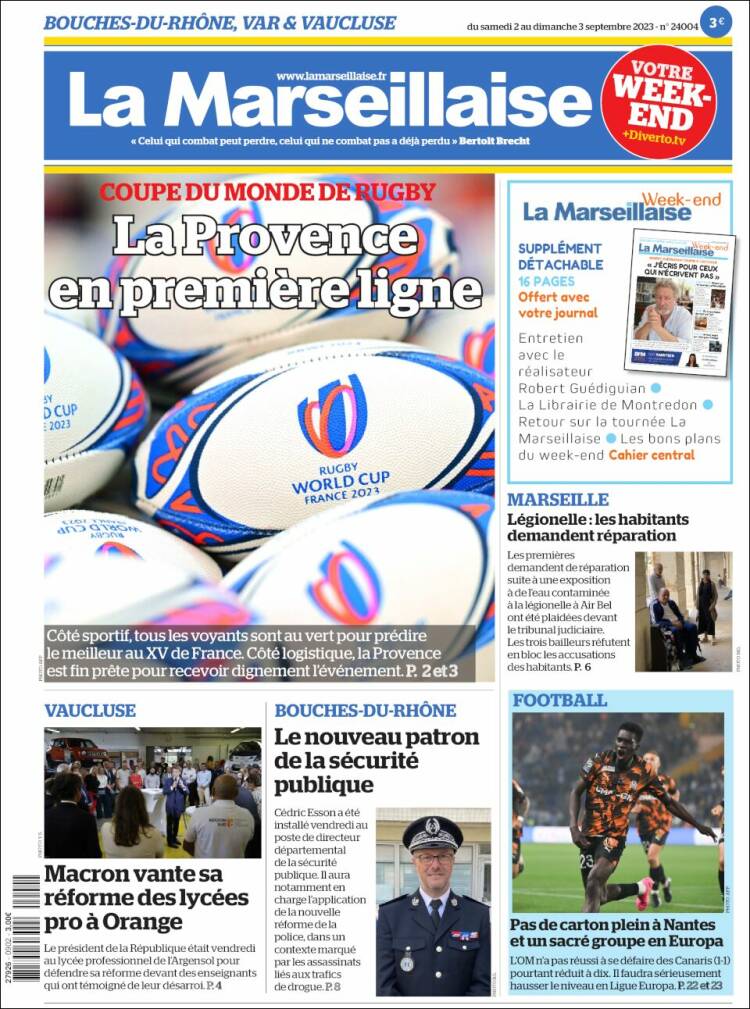 Portada de La Marseillaise (Francia)