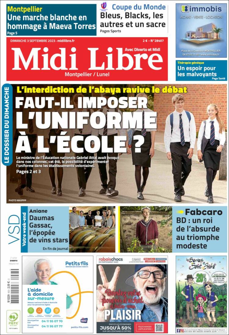 Portada de Midi Libre (Francia)