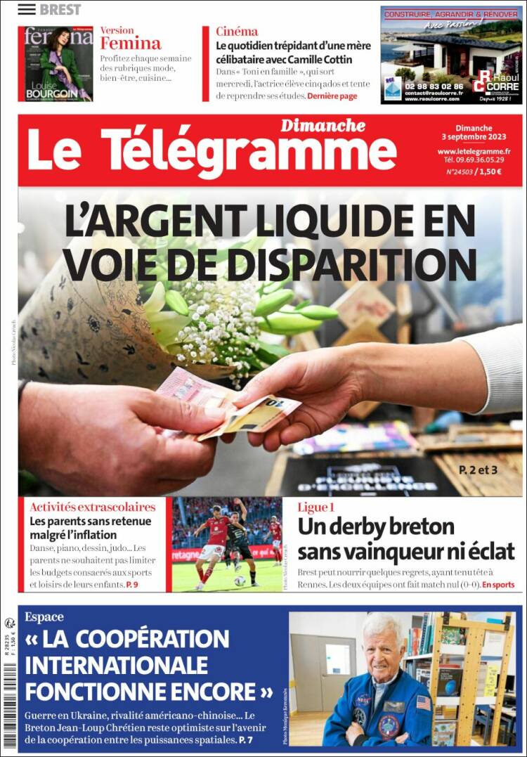 Portada de Télégramme (Francia)