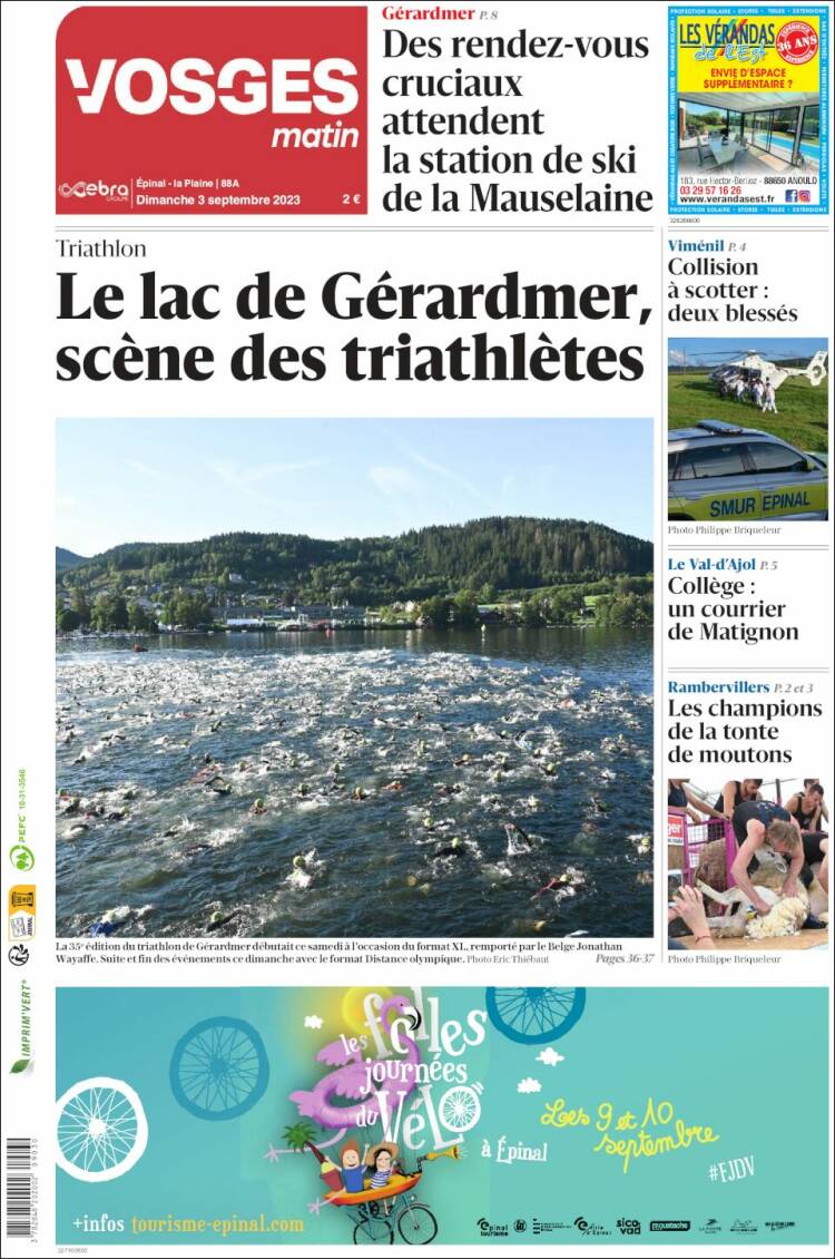 Portada de Vosges Matin (Francia)