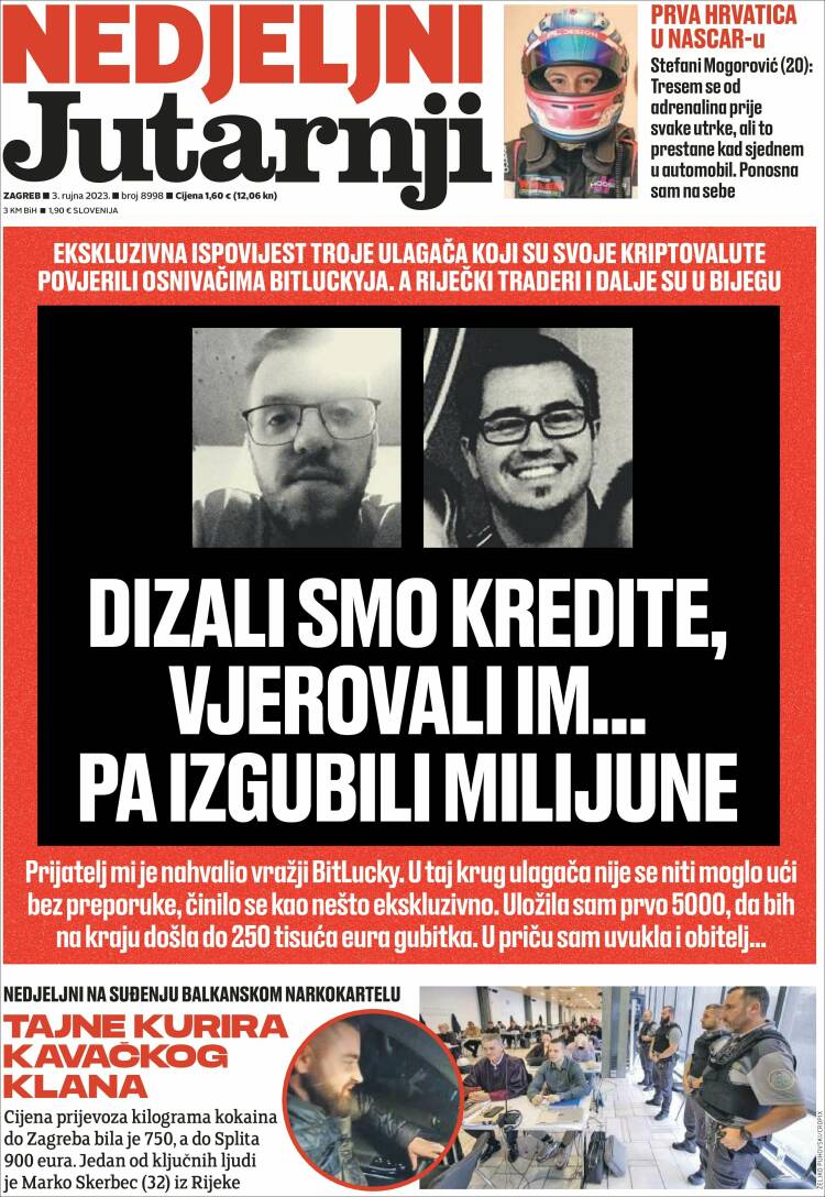 Portada de Jutarnji List (Croacia)