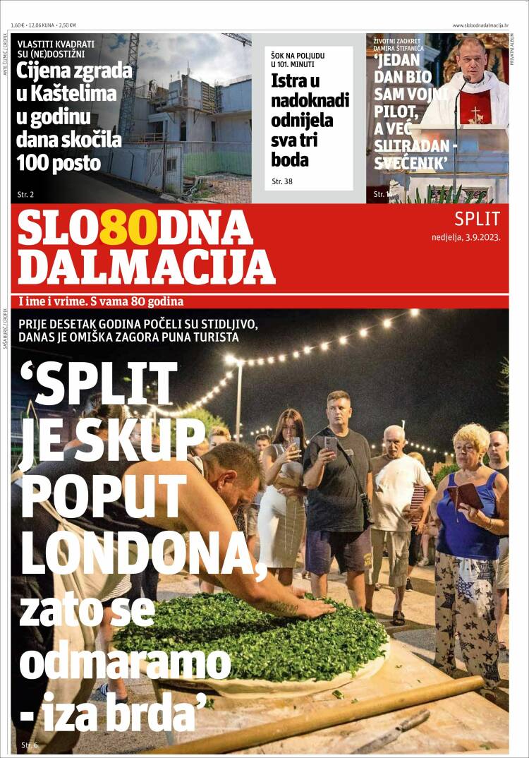 Portada de Slobodna Dalmacija (Croacia)