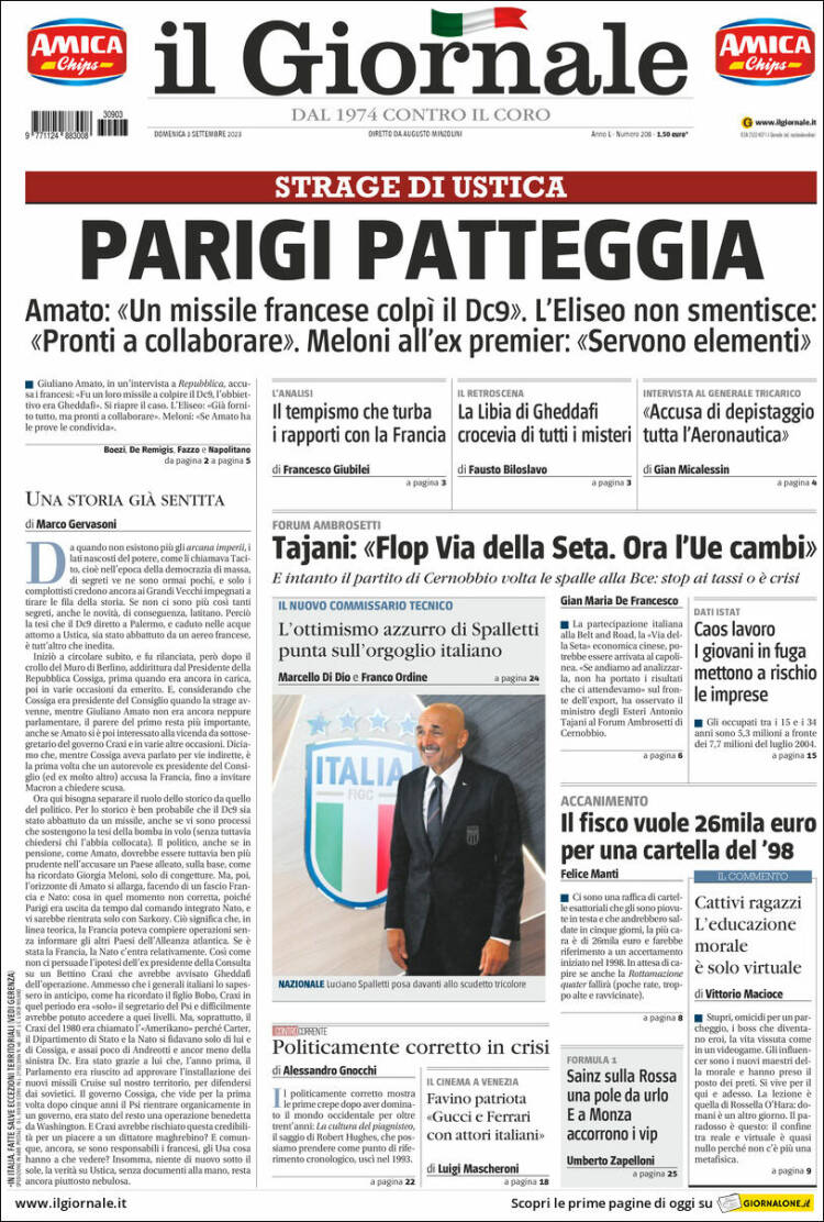 Portada de il Giornale (Italia)