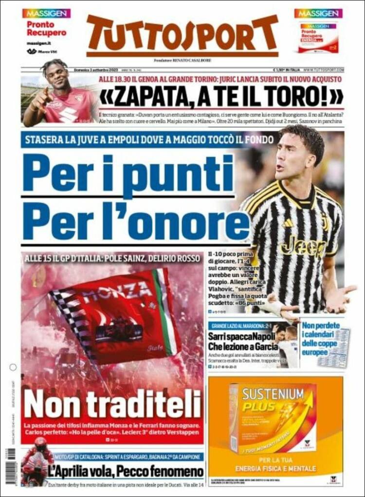 Portada de Tuttosport (Italia)