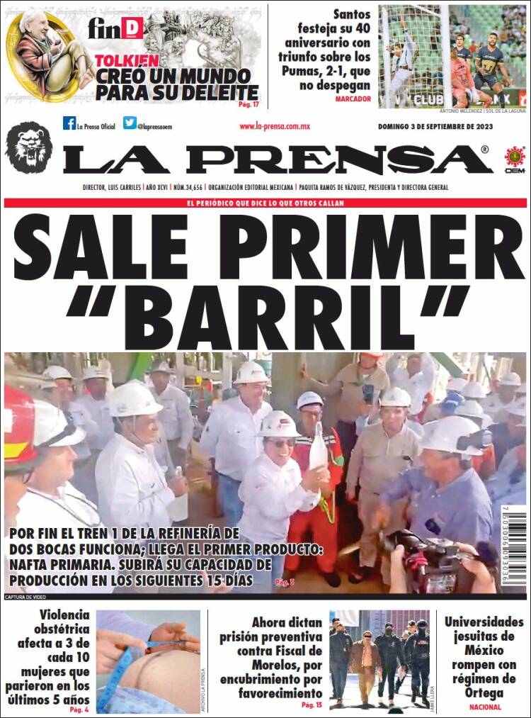 Portada de La Prensa (M&eacute;xico)