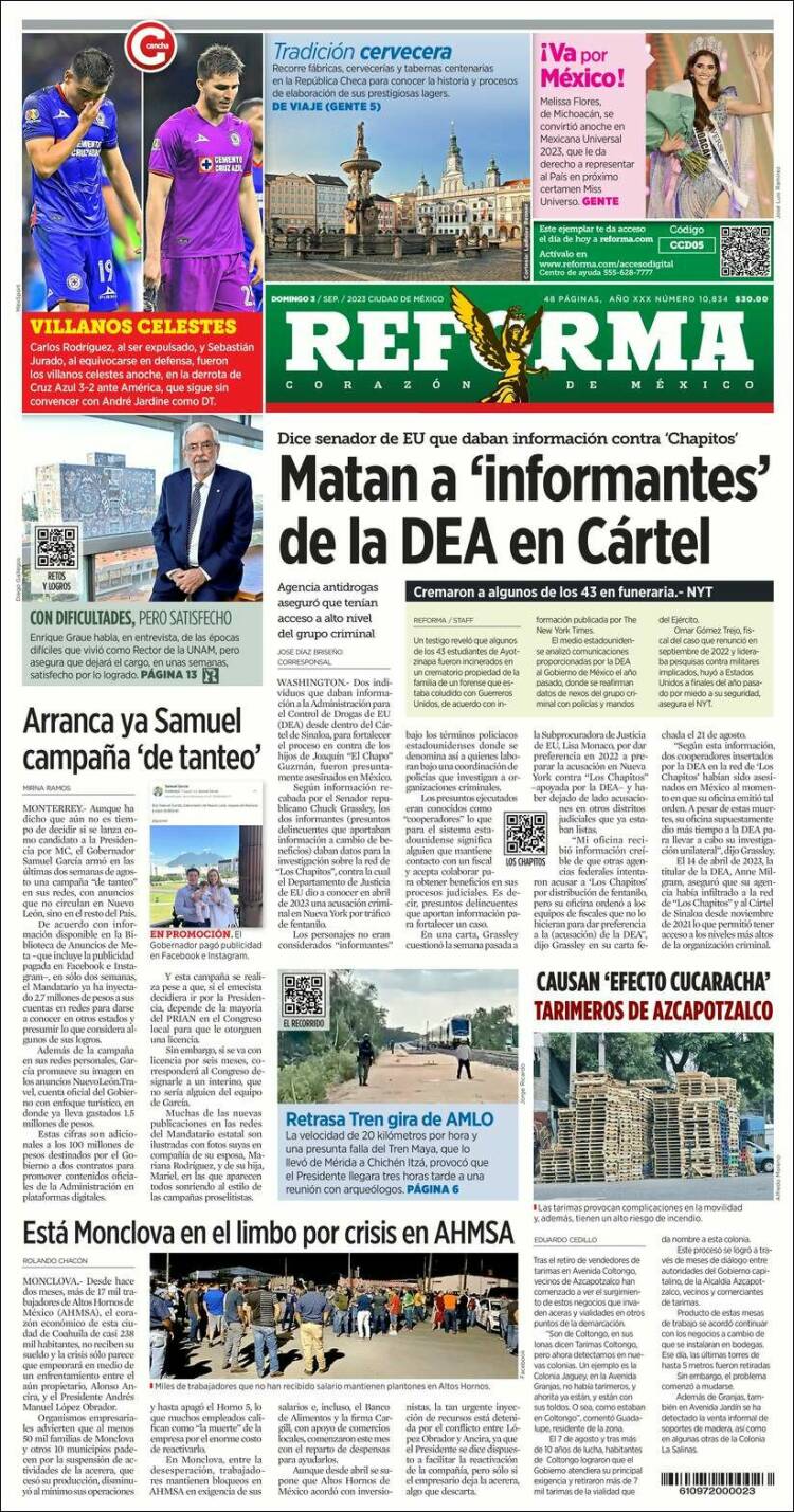 Portada de Reforma (M&eacute;xico)