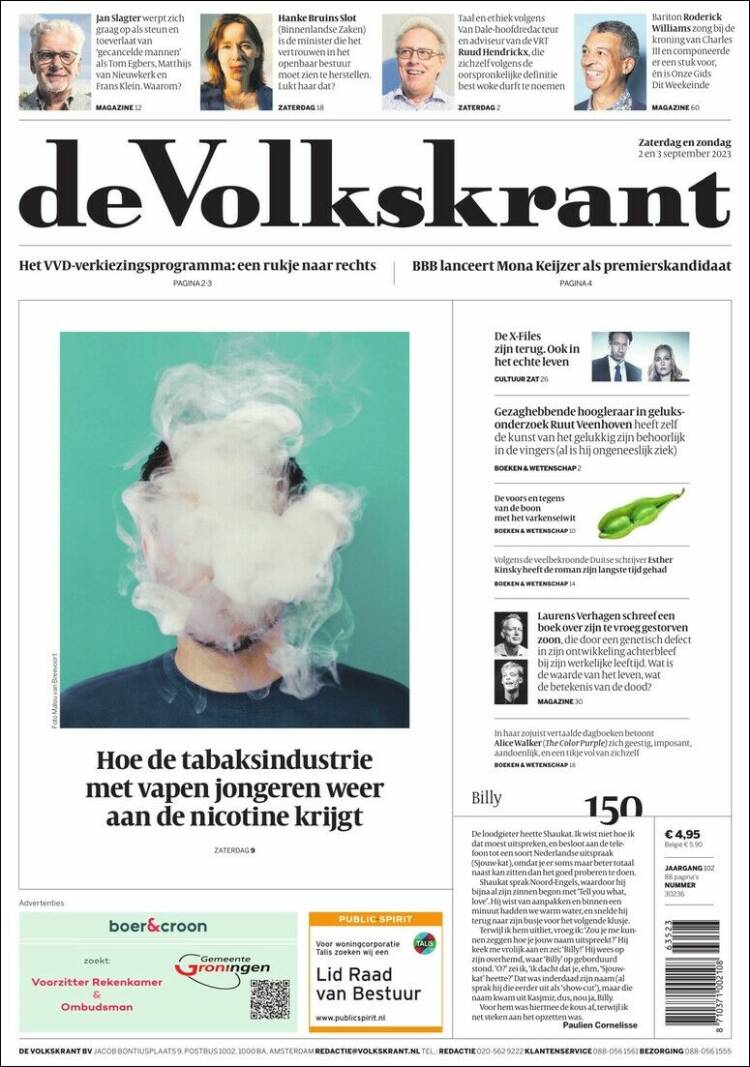 Portada de De Volkskrant (Pa&iacute;ses Bajos)