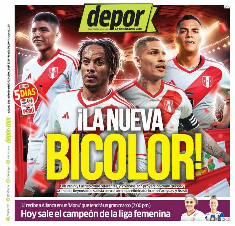 Portada de Depor (Per&uacute;)