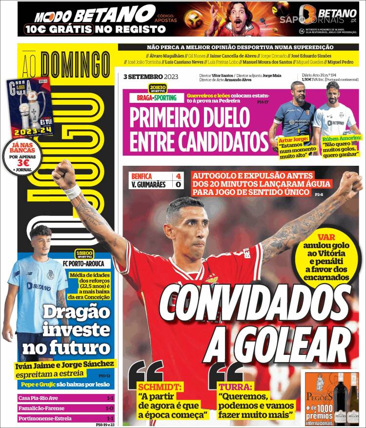 Portada de O Jogo (Portugal)