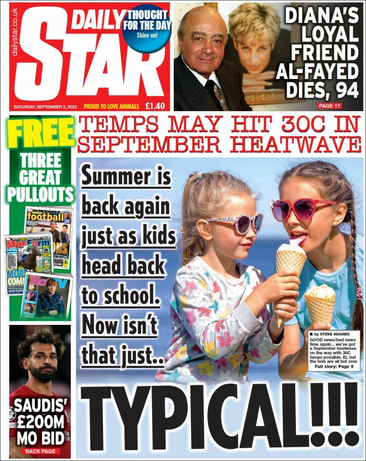 Portada de Daily Star (Reino Unido)