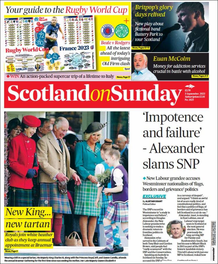 Portada de The Scotsman (Reino Unido)