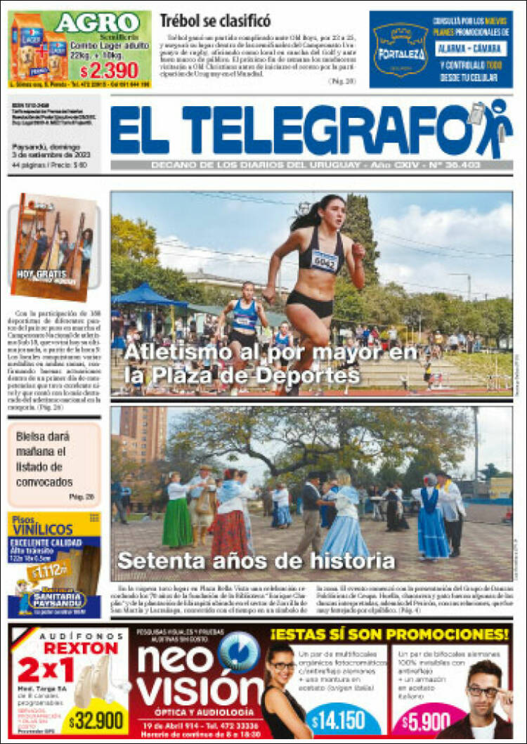 Portada de El Telégrafo (Uruguay)