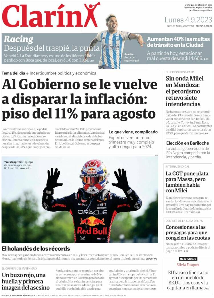 Portada de Clarín (Argentina)