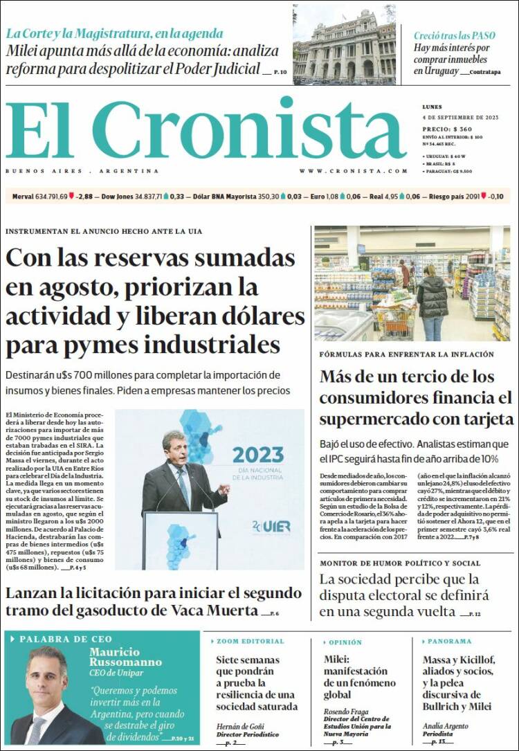 Portada de El Cronista Comercial (Argentina)