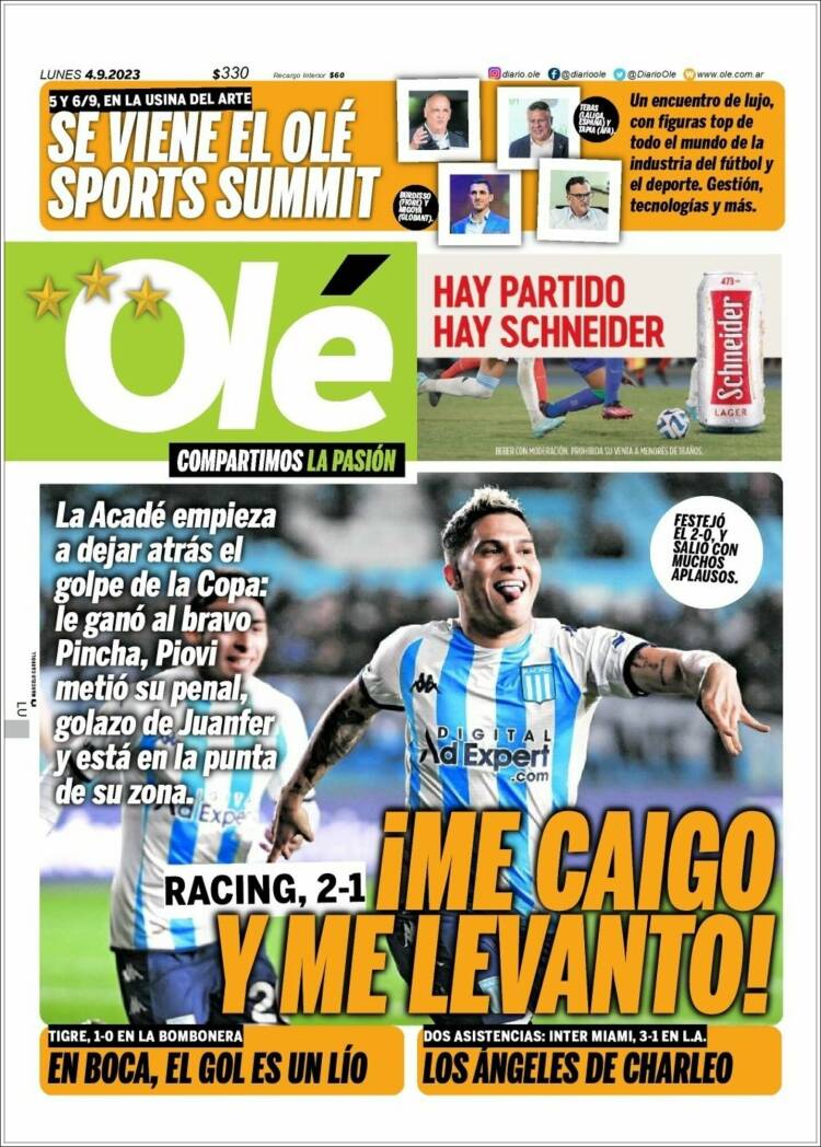 Portada de Olé (Argentina)