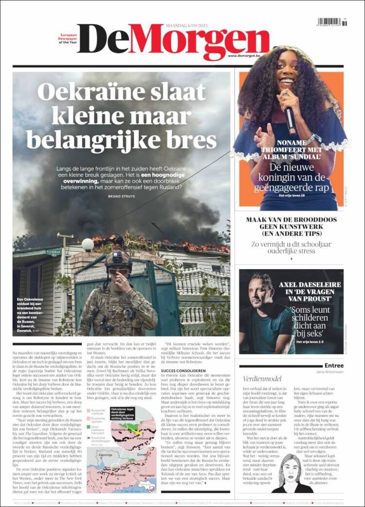 Portada de De Morgen (Bélgica)