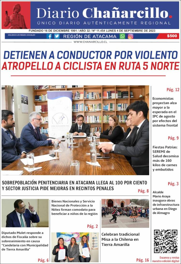 Portada de Diario Chañarcillo (Chile)