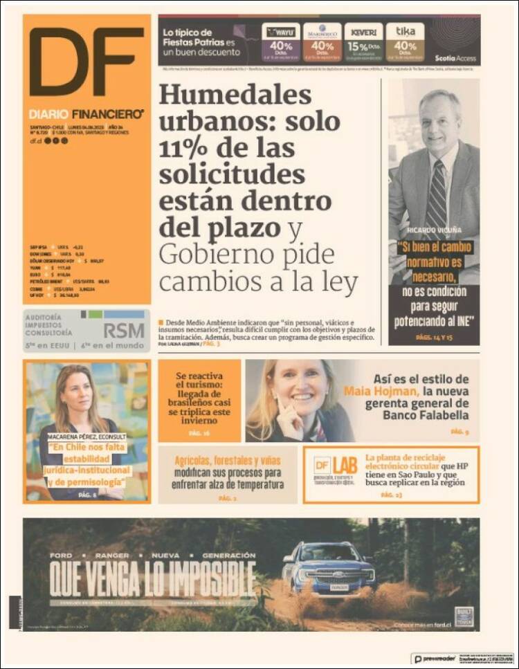 Portada de Diario Financiero (Chile)